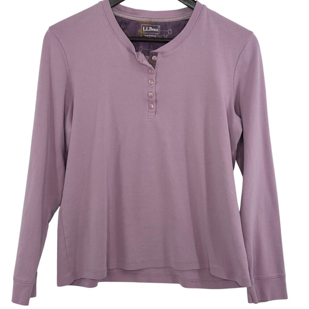 L.L. Bean Youth Large Purple Henley Long Sleeve Top
